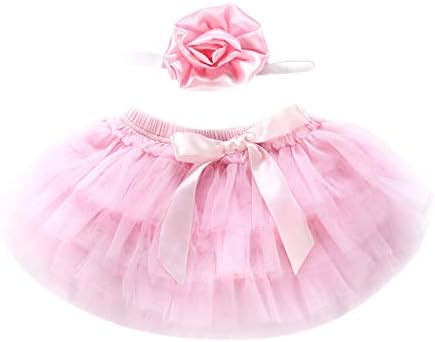 Zerototens Baby Girls Tutu Dress,0-24 Months Newborn Infant Kids Girl Bowknot Tulle Mini Skirts and Headband 2Pcs Clothes Set Children Outfits Clothes