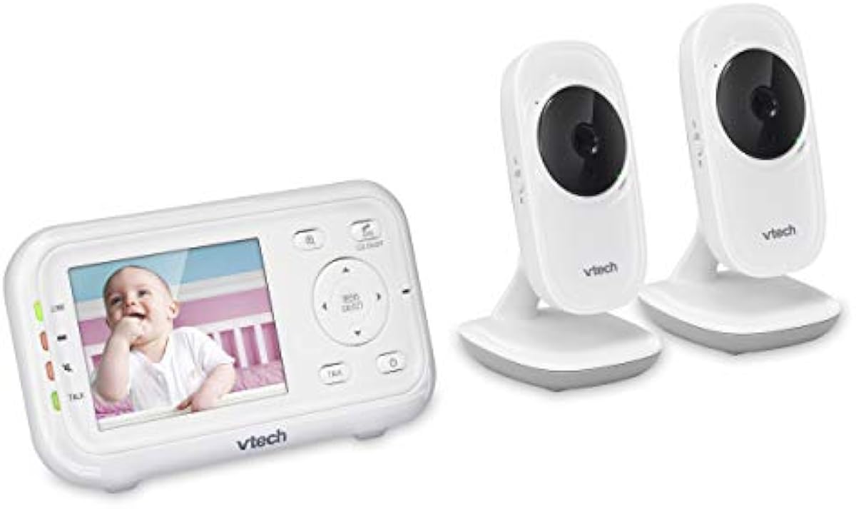 Vtech Vm3252 2 Digital Video Baby Monitor With 2 8 Lcd 2 Cameras And Automatic Night Vision 1 Count White Kanadian Best Inc