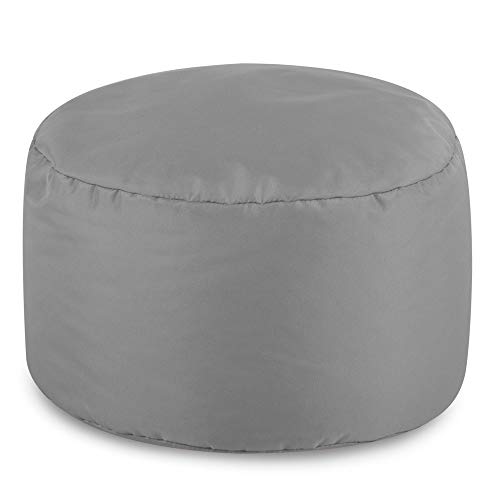 Bean Bag Bazaar Outdoor Footstool, Grey, Indoor Outdoor Water-Resistant Fabric, Pouffe Footstool with Filling Included, Outdoor Seating, Garden Furniture