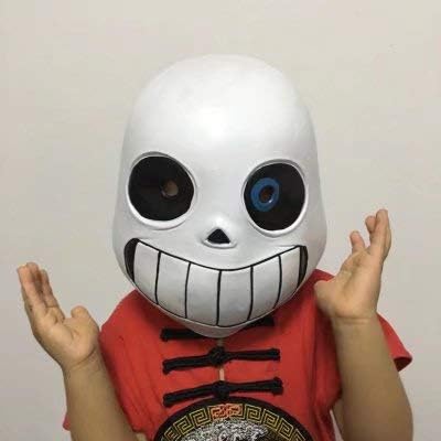 WasJmu Game Undertale Mask Cosplay Kids Adlut Luminous Masks Halloween Fancy Ball Sans Latex Helmet Props White Mask Helmets XMAS gift,kid blue eye