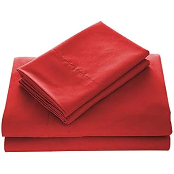WAVVA Bedding Luxury 3-Pcs Bed Sheets Set- 1800 Hotel Collection Deep Pocket, Wrinkle & Fade Resistant (Twin, Ribbon Red)