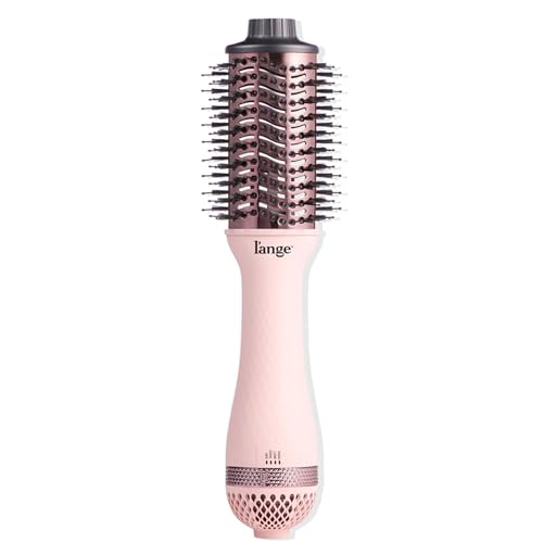 L'ANGE HAIR Le Volume 2-in-1 Titanium Blow Dryer Brush | Hot Air Brush for Hair Drying & Styling | Ionic Oval Barrel for Smooth, Frizz-Free Volume | (Blush – 60mm)