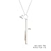 Gold Plated Lariat 2 Tassel Bar Necklace Open Circle Y-Necklaces Vertical Bar Looped Long Necklaces for Women