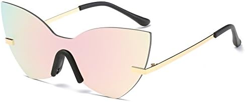 AOME One Piece Mirrored sunglasses, Butterfly Designer Cat Eye Sunglasses (Gold&Pink, 2.0)