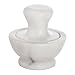 HIC Kitchen Mushroom Mortar and Pestle Spice Herb Grinder Pill Crusher Set, Solid Carrara Marble