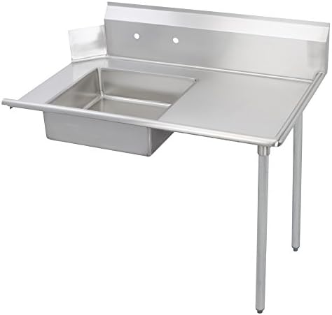 Fenix Sol Stainless Steel Commercial Kitchen Soiled Dish Table, Right Side, 30"W x 48"L x 44"H, Galvanized Steel Legs