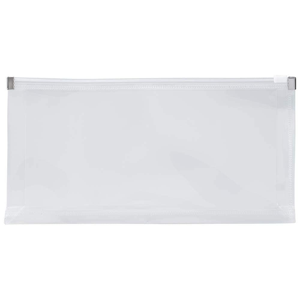 JAM PAPER Plastic Wallet Envelopes with Zip Closure - #10 Booklet - 127 x 254 mm - Clear - 12/Pack