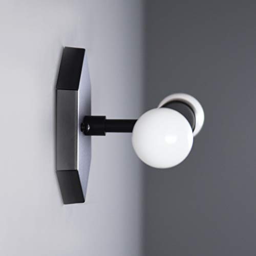 Handmade in U.S.A. Matte Black Mid Century Modern Two Light Mid Century Hexagon Vanity Sconce - Thumbnail 2