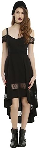 Royal Bones By Tripp Black Cold Shoulder Hi-Low Dress