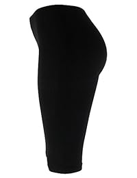 Solid rodilla longitud corta Spandex Yoga para dama 2 Pack, talla única, Negro Blanco