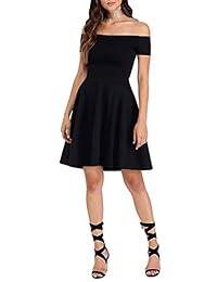 Sarin Mathews Vestido de mujer sin hombros, manga corta, sexy, para regreso a casa, verano, cóctel, fiesta, skater