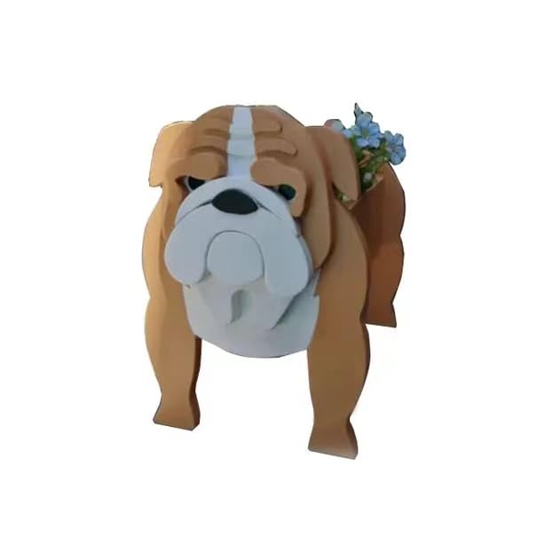Onecen Big Dog Planter PVC Animal Plant Pots Outdoor Indoor Garden Office Home Decor Planters Holder for Succulent Flower Large Plant Flower Pots Outside (Brown English Bulldog)