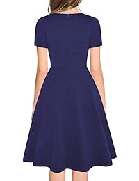 Ranphee Vestido de mujer con cintura imperial fruncida y largo hasta la rodilla