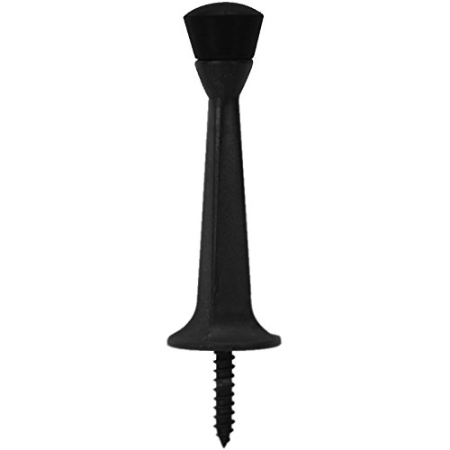 Designers Impressions Matte Black Heavy Duty Solid Rigid Door Stop w/ Rubber Tip : 2643