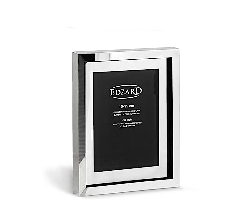 EDZARD Silver Plated Photo Frame Caserta 6x4 with Mount, Non-Tarnishing
