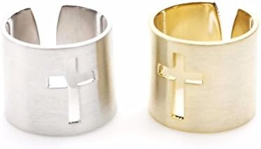 Stacking Wide and Thick Cross Cut- Out Band Cuff ring, tube ring, knuckle ring in 2 colors