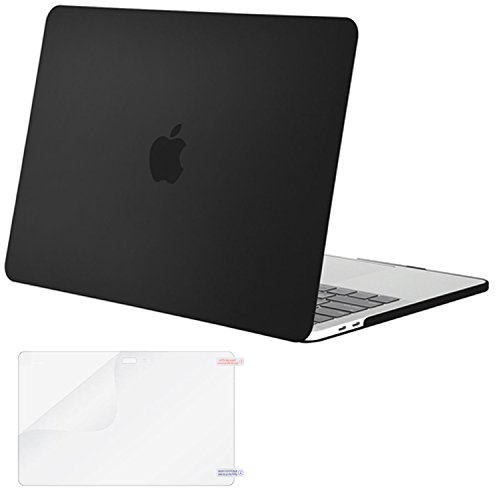 MOSISO MacBook Pro 15 Case 2019 2018 2017 2016 Release A1990 A1707 with Touch Bar & Touch ID, Plastic Hard Shell Cover & Screen Protector Compatible Newly MacBook Pro 15 Inch, Black