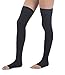 Jomi Compression Stockings For Women 20-30 mmHg Open Toe, Made in USA, Graduated Thigh High Compression Socks Women, Premier Opaque Support Stockings For Men, Silicone Dot Top Band, 241 (Large, Black)