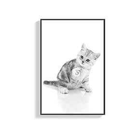 Framed Canvas Wall Art for Living Room, Bedroom Black and White Cute Wild Animals Canvas Prints for Home Decoration Ready to Hanging - 16x24 inches