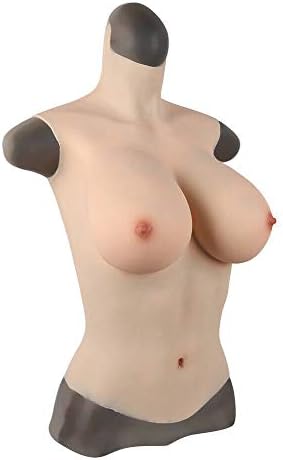 YISHENGTONGBAO E Cup Fullbody Suit Fake Breast Form Liquid Silicone Tight Zentai Insertable,Suit for Chest 75-115cm, Silicone can stretching 150%