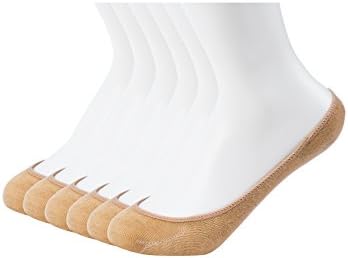 Girls' No Show Socks, Plumose 6 Pair Bamboo Fiber Casual Deodorant Ankle Sock with Gel Pad to Avoid, Low Cut Non Slip Boat Socks for Teenages (Beige)