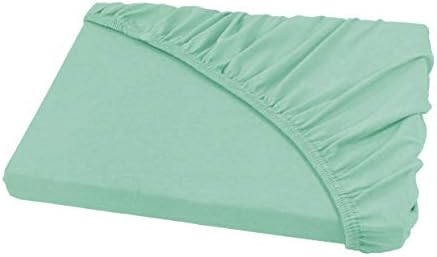 Jersey Fitted Sheet All Colours & Sizes 100% Cotton, 100 % Cotton, grayed jade / mint, 120 x 200 cm