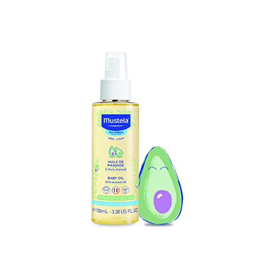 MUSTELA BABY OIL – MOISTURIZING OIL FOR MASSAGE – WITH NATURAL AVOCADO, POMEGRANATE & SUNFLOWER OIL – FROM BIRTH ON – 3.38 FL. OZ