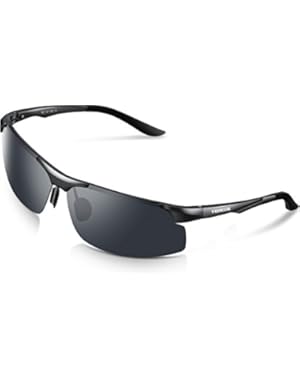 Men's Sports Style Polarized Sunglasses For Cycling Running Fishing Driving Golf Unbreakable Al-Mg Metal Frame...