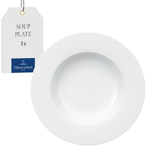 Villeroy & Boch - Royal Soup Plate 25 cm White, Dishwasher Safe, Microwave Safe, Dinner Plate for Soup, Salad or Pasta, Large Dinner Bowl, Food Bowl, Dinnerware, Tableware, Premium Bone Porcelain
