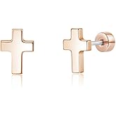 Limerencia Titanium Stud Earrings - Hypoallergenic Earrings for Women Men Sensitive Ears - Minimalist Jewelry Flatback Cross Bolt Cartilage Earrings