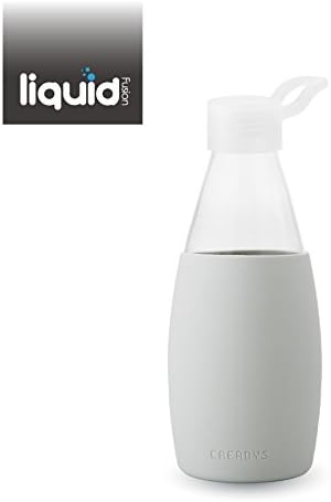 Glass Water Bottle - 25.3 oz. BPA Fee with Silicone Sleeve - by Liquid Fusion (Grey Smooth)