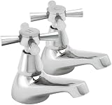 Deva Milan 101 Chrome Basin Taps Cross Handle Pair Hot Cold 12 Year Warranty view 2