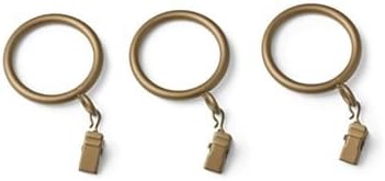 Chris Madden EDWARDIAN Curtain or Drapery Clip Combo Rings ANTIQUE GOLD Pack of 7 (Fits Up to 1 1/4" Rod)
