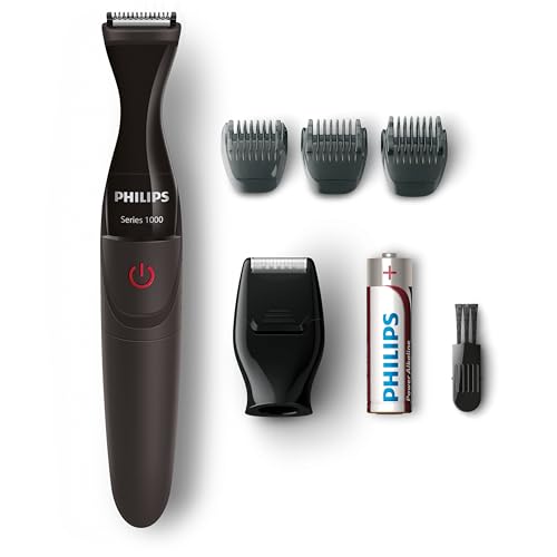 Philips MG1100 / 16 Recortadora de precisión 3 peines de barba y mini afeitadora - con pilas