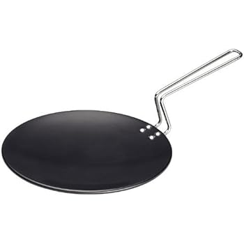 Futura L52 Hard Anodised Concave Tava Griddle, 10-Inch, 4.88 with Steel Handle, 26 cm, Black
