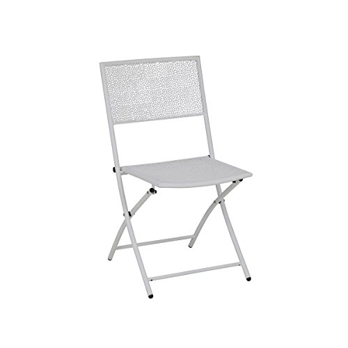 greemotion 126933 Klappstuhl Mykonos, Gartenstuhl aus pulverbeschichtetem Stahl, weiß