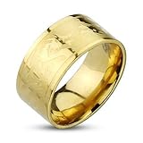 STR-0036 316L Stainless Steel Gold IP Dragons Etched Band Ring; Comes With Free Gift Box