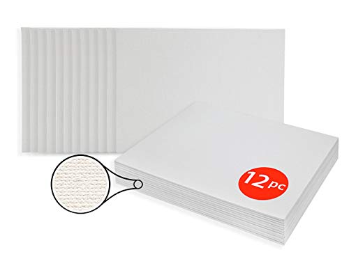 Phoenix 9x12 Inch Painting Canvas Panel Boards 12 Pack of Super Value Pack 1/7 Inch Deep for Professional Artist, Student & Kid