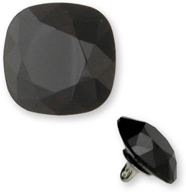 8mm Jet Austria Crystal 4470 Cushion Square Fancy Button by 2pcs