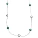 Sterling Silver Chain Station Scatter Necklace Crystal Simulated Pearl, Simulated Turquoise Stone
