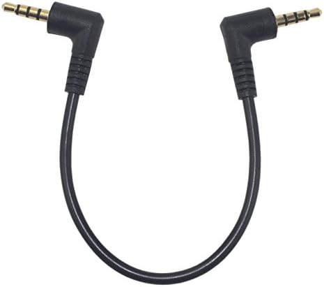 [Benly-32] Right Angle 4-pole 1/8" 3.5mm Stereo Plug / Male to Right Angle 4-pole 1/8" 3.5mm Stereo Plug / Male Aux Headphone Cable 0.55 Feet (17cm) Wvyr-4l4l-17
