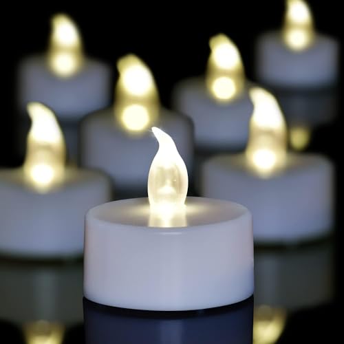 LED Tea Lights - 12 Pack Flameless Battery Operated Candles, 200+ Hours