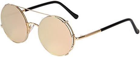 LIANSAN Round Metal Womens Sunglasses Clips - Separable UV Protection Fashion Lightweight Pink LS8168