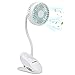 USB Portable Clip On Stroller Fan, 3 Speeds Flexible Bendable Mini Personal Desk Electric Fans with 2000mAh Rechargeable Battery Operated Quiet Cooling Oscillating Fans for Bed, Dorm, Car (White)