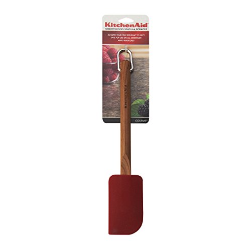 KitchenAid Gourmet Silicone Scraper Spatula with Cherry Wood Handle