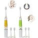 2PCS Children Sonic Electric Toothbrush LED Light Kids Sonic Toothbrush Smart Reminder Baby Toothbrush 618 Toddler Toothbrush with Extra 4 Replaceable Brush Heads for 2-7 Kid (Light Green + Yellow)