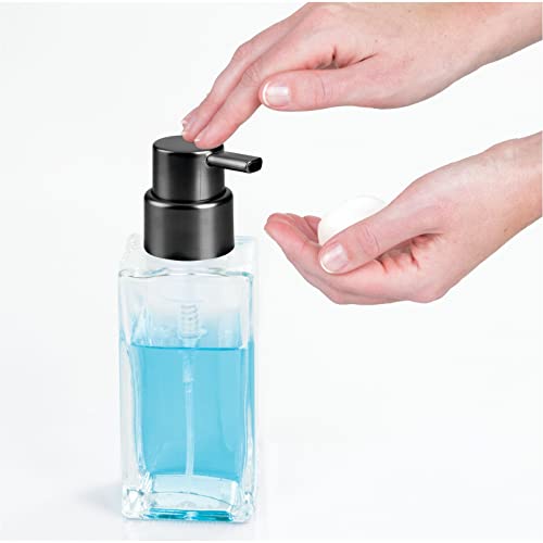 mDesign Glass Refillable Foaming Hand Soap Dispenser Modern Square Pump