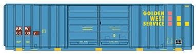 FMC 5283 Cubic Foot Double-Door Boxcar - Ready to Run -- Golden West Service/SSW (Restenciled Reporting Marks; blue, yellow, red)