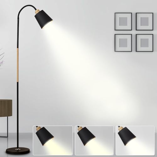 Lampara de Piso LED, Lámpara de Pie con Cuello Cisne Ajustable, 3 Modos Iluminación, Lamparas Piso Minimalista para Sala estar, Dormitorio, Lectura
