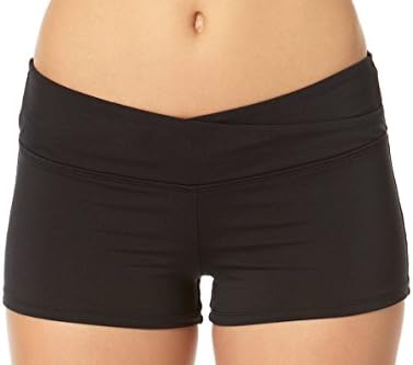 Cole Of California Women's Solid Twisted Front Swim Short Bottom-M-Black